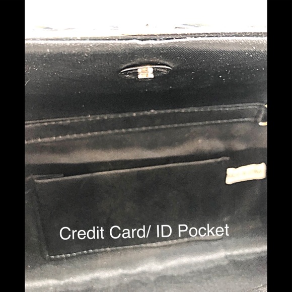 Metallic Black Leather Clutch w/Silver Chain NWOT - Picture 5 of 6